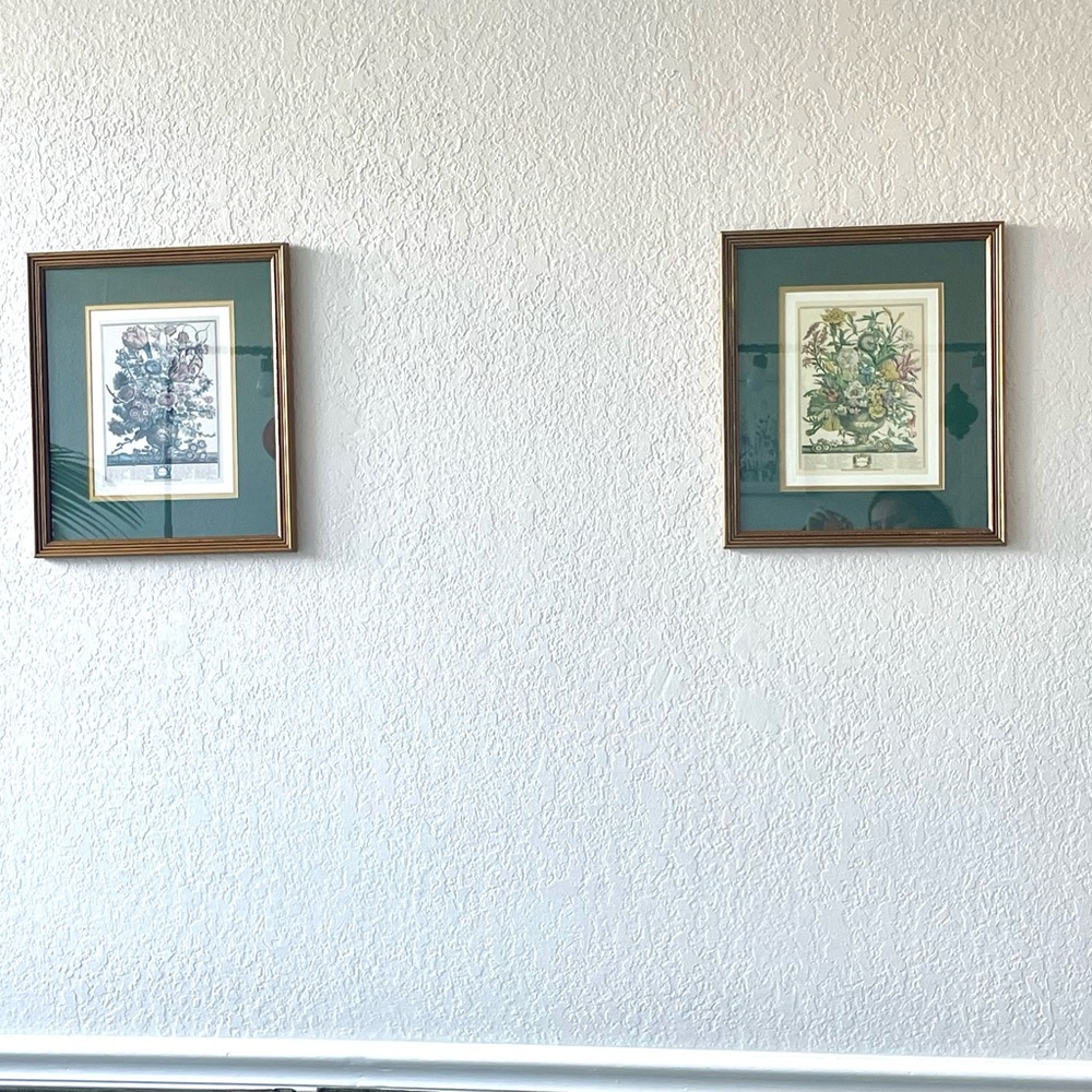 2 Framed Matted Vintage Floral Flower Botanical Bouquet Prints Litho Robert Furb - Picture 14 of 14
